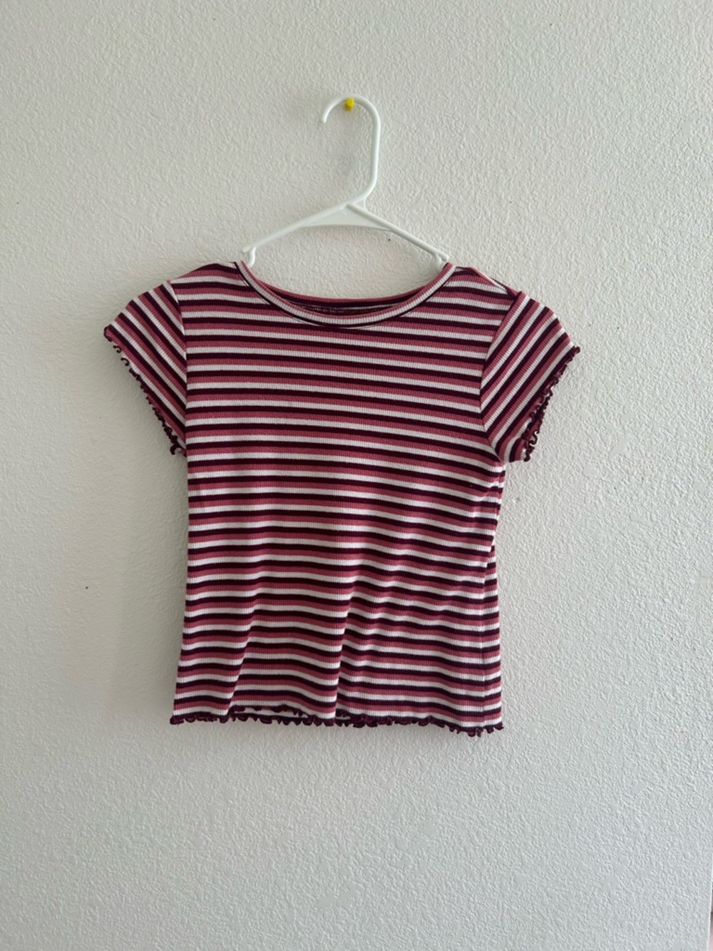 Place Burgundy and White Striped Crop Tee